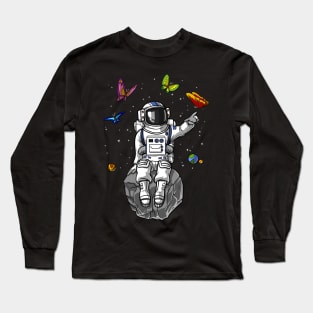 Psychedelic Astronaut Butterflies Long Sleeve T-Shirt